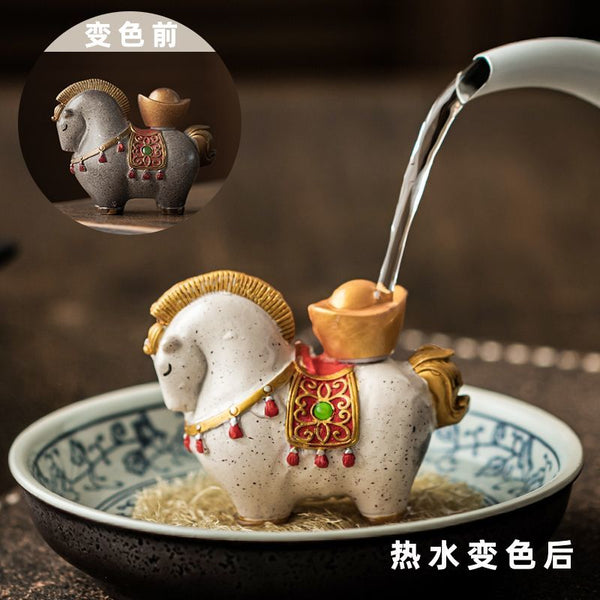 New Mandarin Lucky Horse Pair | Color-Changing Cultivable Tea Pet Gift Set