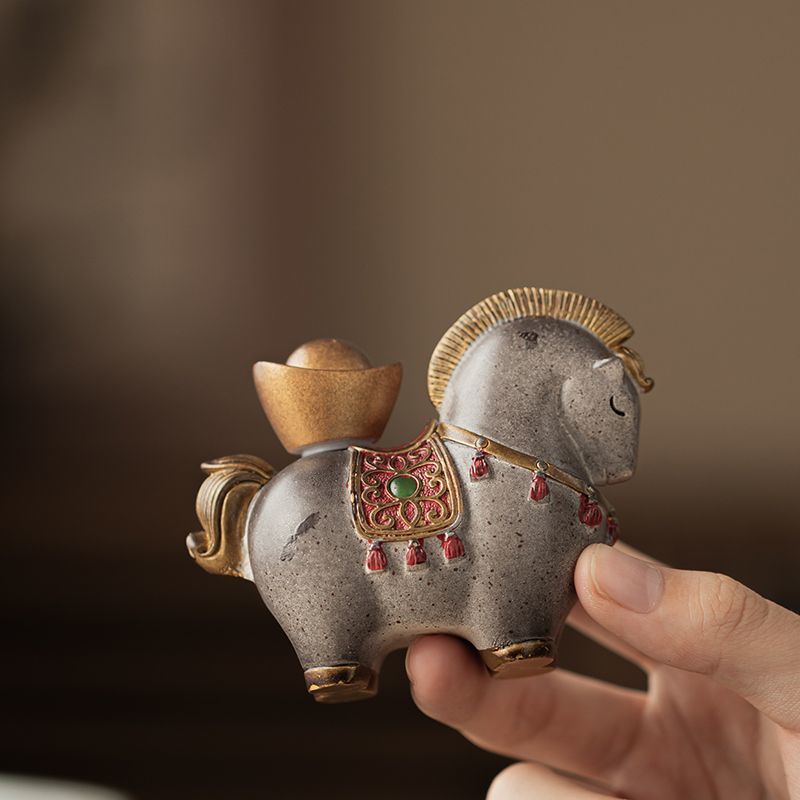 New Mandarin Lucky Horse Pair | Color-Changing Cultivable Tea Pet Gift Set