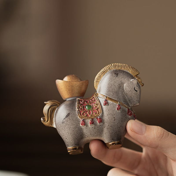 New Mandarin Lucky Horse Pair | Color-Changing Cultivable Tea Pet Gift Set