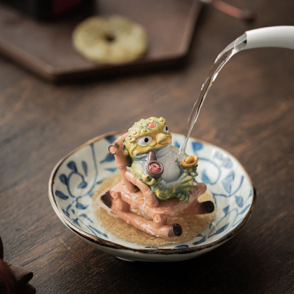 Color-Changing Rocking Money Toad, Chinese Lucky Mascot Tea Pet (2-Piece Gift Set)