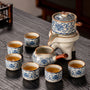 Beige Ru Kiln Prosperous Automatic Tea Set with Six Cups