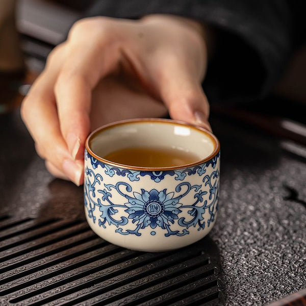 Beige Ru Kiln Prosperous Automatic Tea Set with Six Cups